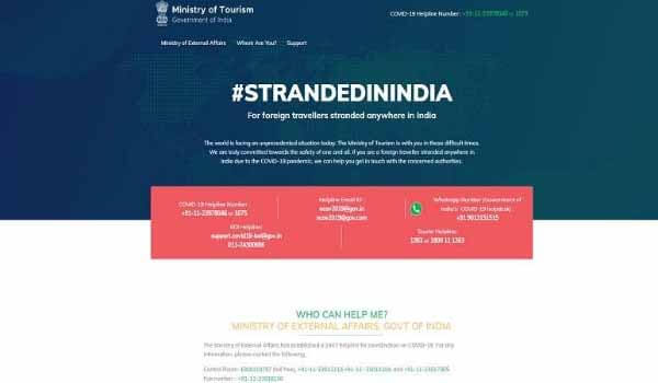 Tourism Ministry launched 'Stranded in India' web portal for foreign tourists